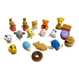 Iwako 3D Puzzle Erasers Lot Of 18 Assorted Animal and Food Erasers